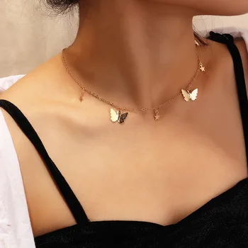 Moda gargantilla mujer motýľ šperky colgantes mujer gothique zlata reťazca zliatiny zinku náhrdelník estetické doplnky joyeria