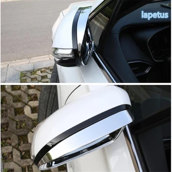 Lapetus Chrome Spätné Zrkadlo Dažďový Obočie Sequin Kryt Trim 2 KS vhodné Na Hyundai Santa Fe 2019 - 2021 ABS Vonkajšie Časti