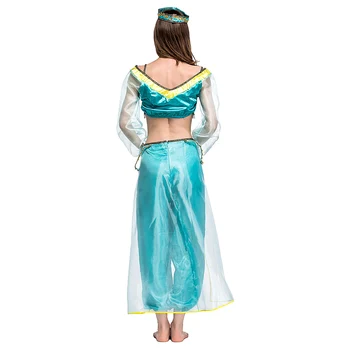 Aladdin Princezná Jasmin Dospelých Cosplay Kostým Zelené Šaty, Nohavice, Oblečenie Halloween Karneval Oblek