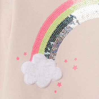 Malý Maven Dieťa Dievča Oblečenie Batoľa Jeseň Froté Bavlny Rainbow Cloud Nášivka Mikina Ružový Sveter pre Deti 2-7 Rokov