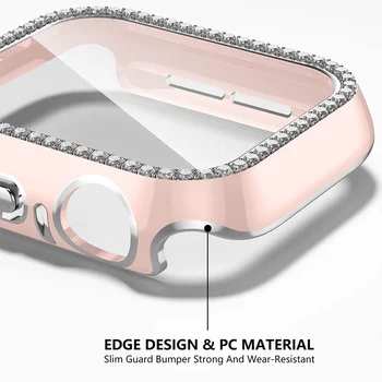 Bling Sklo+Kryt Pre Apple Hodinky prípade 44 mm 45 mm 41mm 40 mm 42mm 38 mm Diamant nárazník+Screen Protector iwatch series 7 3 8 5 6 SE