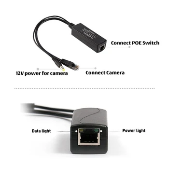 ESCAM 48V na 12V PoE Splitter Anti-interferencie 15W POE Adaptér, kábel Napájací modul DC5.5*2.1 mm Konektor pre IP Kamery