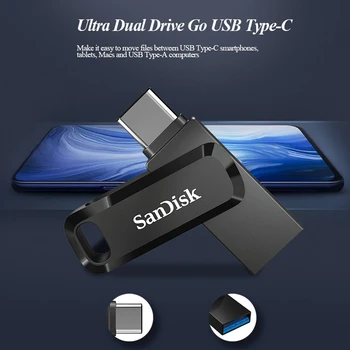 SanDisk USB Flash Disk USB OTG 3.1 Typ-C 32GB 64GB až 150MB/s kl ' úč 128GB Pero Disku 256 GB na mobil tablet PC SDDDC3