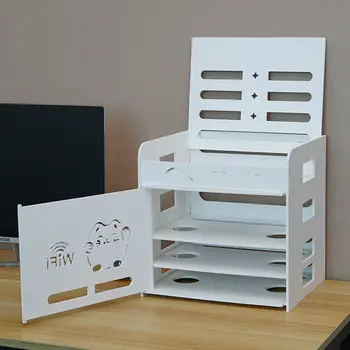 Punch-voľný Stôl Drobnosti Kartón Úložný Box Wifi Router Zásuvky Skladovanie Papiera Materiál Rack Multifunkčné Obývacia Izba E11679